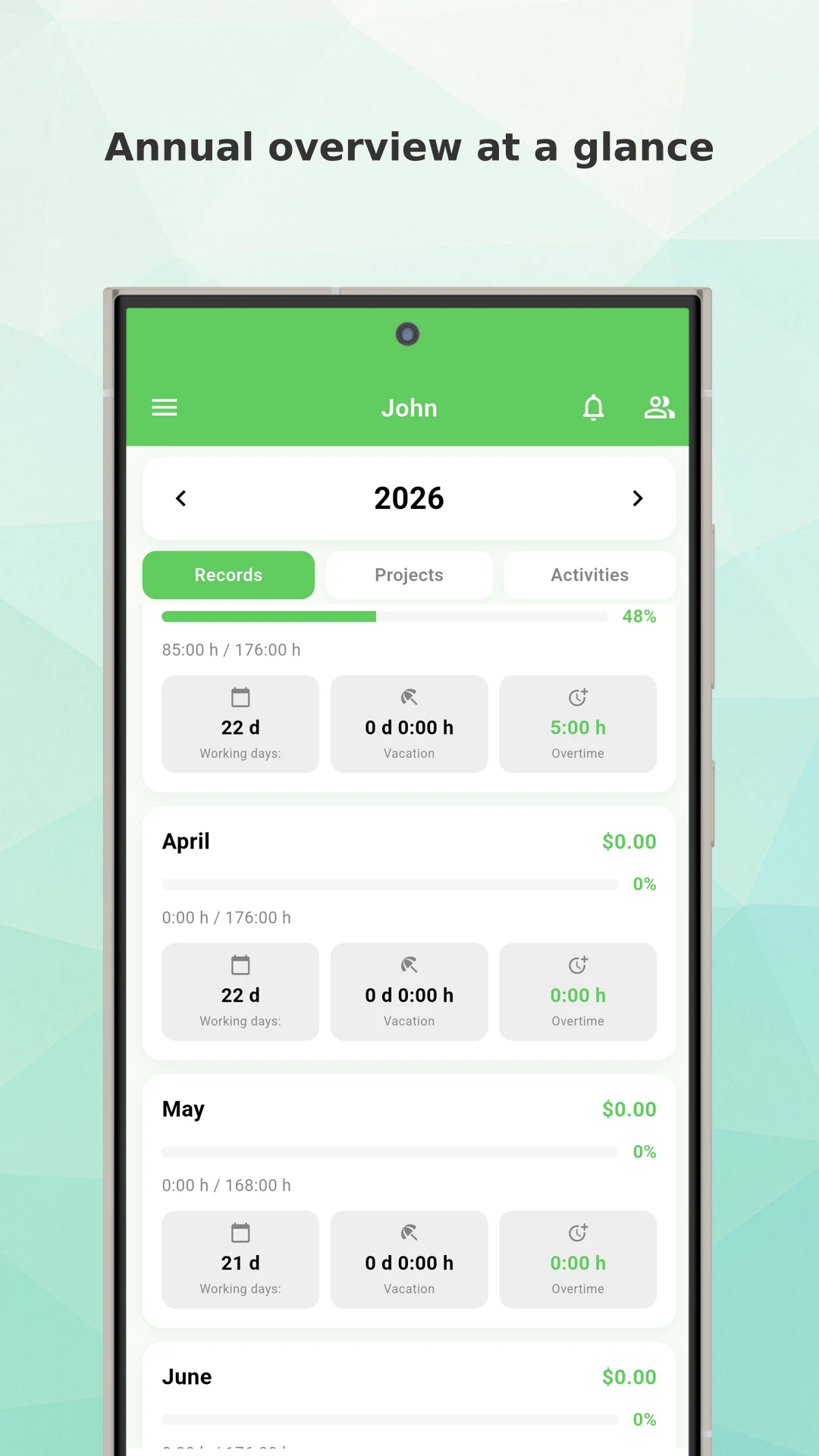 Working Timer - Timesheet screenshot